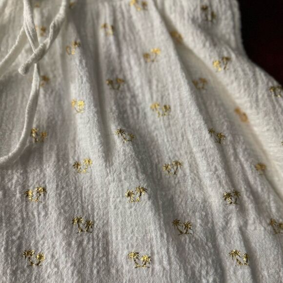 For Cynthia White Dress with Gold Palm Tree Print Sleeveless NEW Size Small - Picture 10 of 12